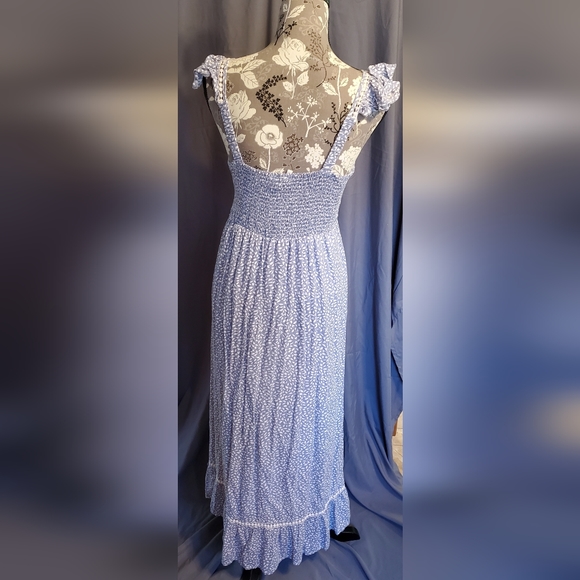 Japna blue with white leaf pattern maxi dress - Picture 2 of 4